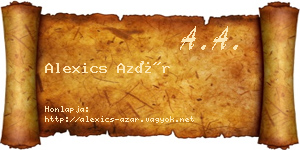 Alexics Azár névjegykártya